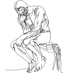 the thinker, contour line drawing, an architects impetus